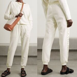 ATM Loop Cream Satin French Cotton Terry Pull-on Chalk Jogger Track Pants NWT